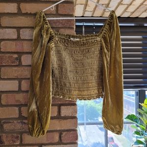 Velvet Anthropologie Cropped Peasant Top